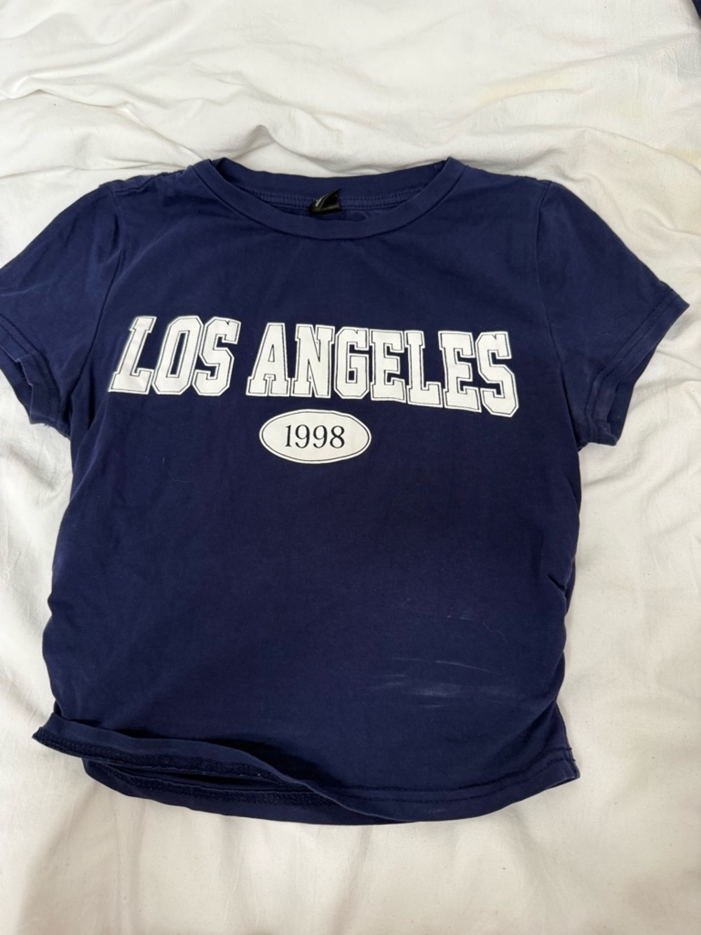 Women’s Cropped Navy 'Los Angeles 1998' Graphic Tee